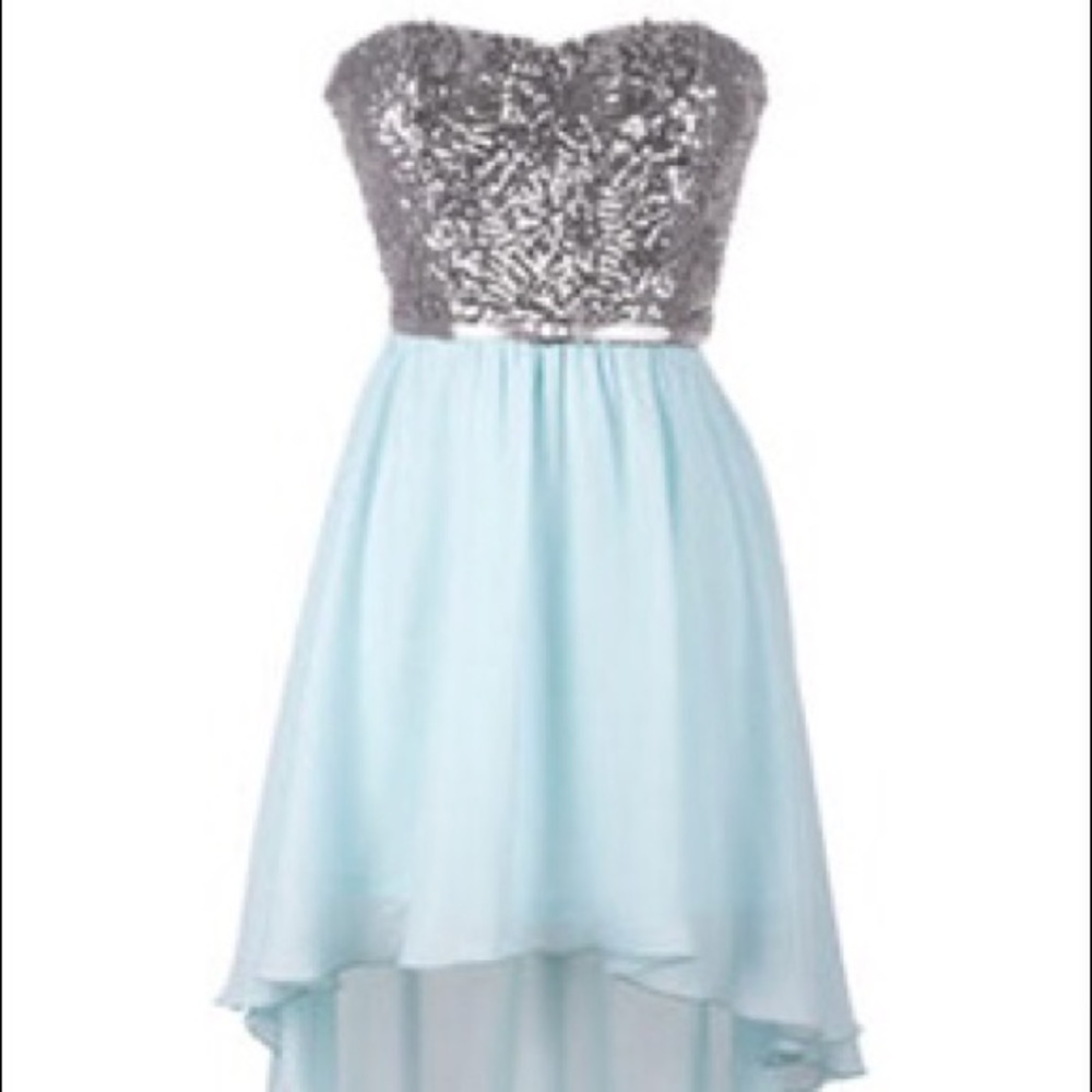 Flowy High Low Sequin Mint Halter Top Dress